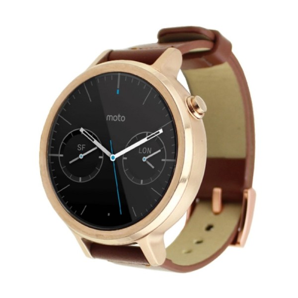 „Deluxe“ кожаный ремешок для умных часов - коричневый (Motorola Moto 360)