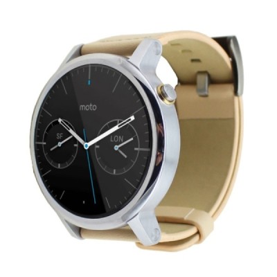 Умные часы Motorola Moto 360 Deluxe с бежевым кожаным ремешком | Vacins.lv