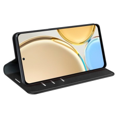 Huawei Honor Magic4 Pro „Split“ чёрный кожаный чехол-книжка | Vacins.lv