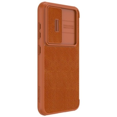Samsung Galaxy S23 (SM-S911) роскошный серии Nillkin Qin Pro кожаный чехол-книжка - коричневый | Vacins.lv