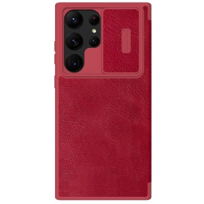 Samsung Galaxy S23 Ultra (SM-S918) роскошный серии Nillkin Qin Pro кожаный чехол-книжка - красный | Vacins.lv
