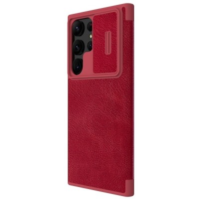 Samsung Galaxy S23 Ultra (SM-S918) роскошный серии Nillkin Qin Pro кожаный чехол-книжка - красный | Vacins.lv