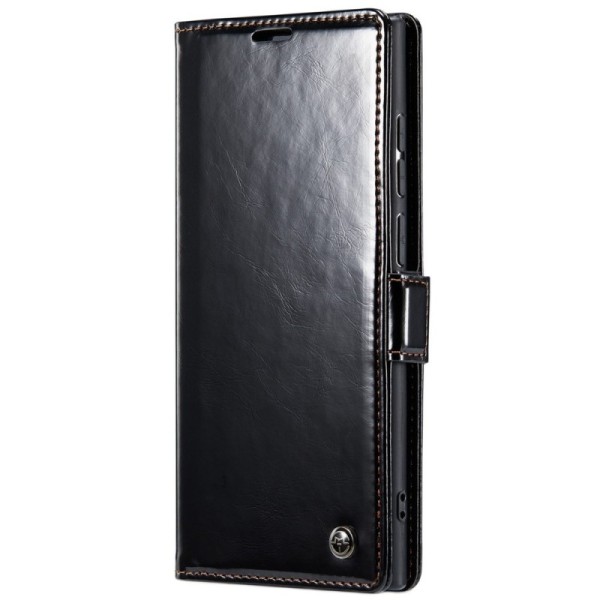 Кожиный чехол-книжка „CaseMe“ Leather - чёрный (Galaxy S23 Ultra)