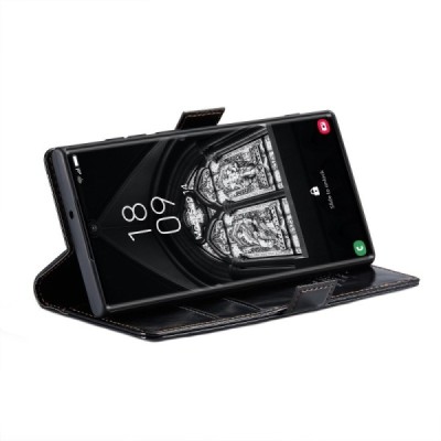 Samsung Galaxy S23 Ultra (SM-S918) „CaseMe“ Leather открываемый чёрный кожаный чехол - книжка | Vacins.lv