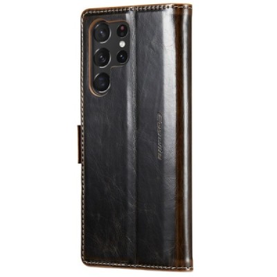 Samsung Galaxy S23 Ultra (SM-S918) solīds atvēramais ādas brūns maciņš - maks | Vacins.lv