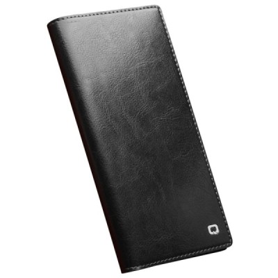 Samsung Galaxy S23 Ultra (SM-S918) „QIALINO“ открываемый чёрный кожаный чехол - книжка | Vacins.lv