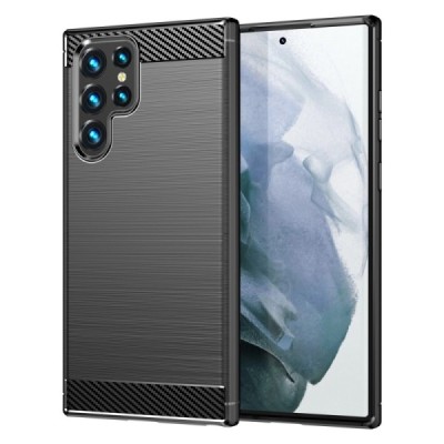 Samsung Galaxy S23 Ultra (SM-S918) „Carbon“ cieta silikona (TPU) melns apvalks | vacins.lv