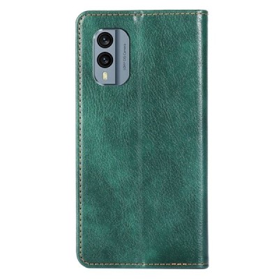 Nokia X30 5G открываемый зелёный кожаный чехол - книжка | Vacins.lv