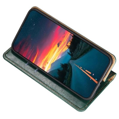 Nokia X30 5G открываемый зелёный кожаный чехол - книжка | Vacins.lv