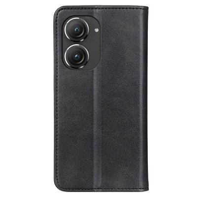 Asus Zenfone 9 (AI2202) „Split“ чёрный кожаный чехол-книжка | Vacins.lv