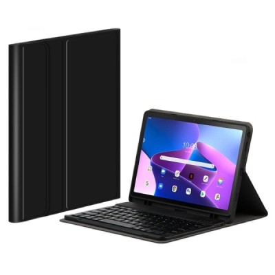 Lenovo Tab M10 Plus 10.6" Gen 3 чехол-книжка из черной кожи с беспроводной клавиатурой Bluetooth | Vacins.lv