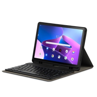 Lenovo Tab M10 Plus 10.6" Gen 3 чехол-книжка из черной кожи с беспроводной клавиатурой Bluetooth | Vacins.lv