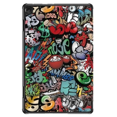 Lenovo Tab M10 10.1" Gen 3 (TB-328XU, TB-328FU) цветной кожаный „Street Art“ чехол-книжка (складной) | Vacins.lv