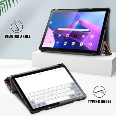 Lenovo Tab M10 10.1" Gen 3 (TB-328XU, TB-328FU) цветной кожаный „Street Art“ чехол-книжка (складной) | Vacins.lv