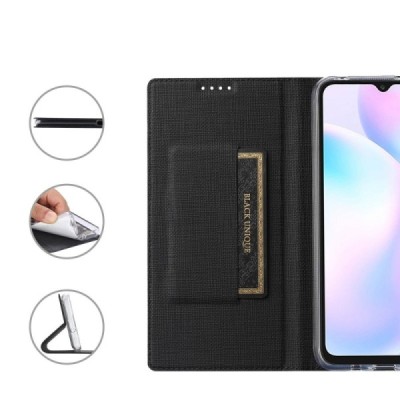Asus Zenfone 9 (AI2202) „Vili“ atvērams melns ādas maciņš | Vacins.lv