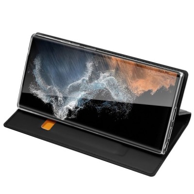 „Dux Ducis“ Skin серии Samsung Galaxy S23 Ultra (SM-S918) чёрный кожаный чехол-книжка | Vacins.lv