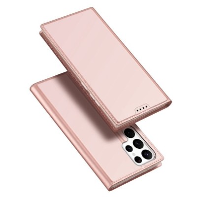 Samsung Galaxy S23 Ultra (SM-S918) „Dux Ducis“ Skin sērijas rozs ādas atvērams maciņš | Vacins.lv