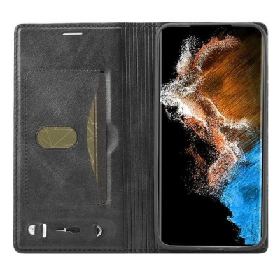 „Lc.Imeeke“ Samsung Galaxy S23+ (SM-S916) чёрный кожаный чехол-книжка | Vacins.lv