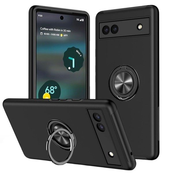 Чехол „Ring“ Kickstand (TPU) - чёрный (Pixel 6A)