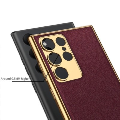 Samsung Galaxy S23 Ultra (SM-S918) GKK Luxury bordo apvalks | vacins.lv