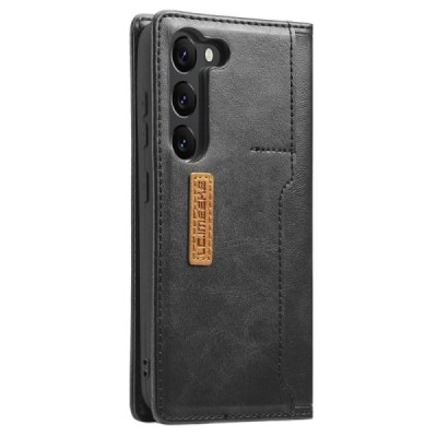 „Lc.Imeeke“ Samsung Galaxy S23 (SM-S911) чёрный кожаный чехол-книжка | Vacins.lv