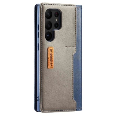 „Lc.Imeeke“ Samsung Galaxy S23 Ultra (SM-S918) синий кожаный чехол-книжка | Vacins.lv