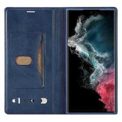 „Lc.Imeeke“ Samsung Galaxy S23 Ultra (SM-S918) синий кожаный чехол-книжка | Vacins.lv