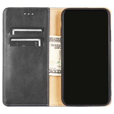 Nokia C10 (C20) открываемый чёрный кожаный чехол - книжка | Vacins.lv