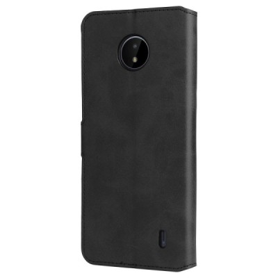 Nokia C10, C20 открываемый чёрный классический кожаный чехол - книжка | Vacins.lv