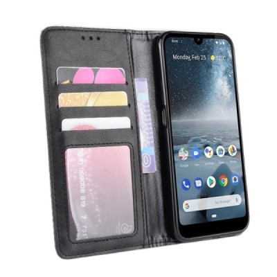 Nokia 4.2 Vintage черный кожаный чехол-книжка с магнитом | Vacins.lv