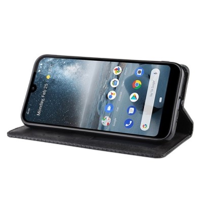 Nokia 4.2 Vintage черный кожаный чехол-книжка с магнитом | Vacins.lv