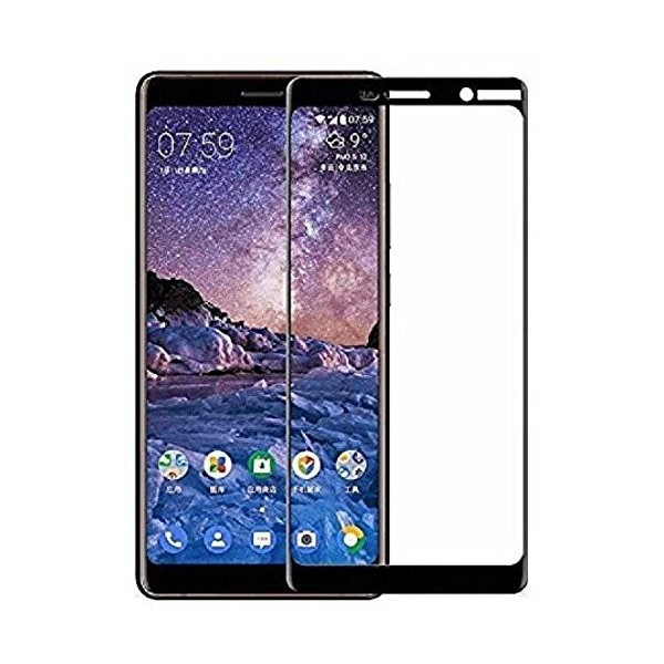 „Calans“ Tempered Glass полностью закрывающееся защитное стекло 0.26 mm - чёрный (Nokia 7 Plus)