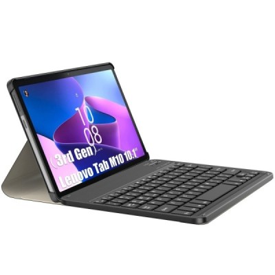 Lenovo Tab M10 10.1" Gen 3 (TB-328XU, TB-328FU) чехол-книжка из черной кожи с беспроводной клавиатурой Bluetooth | Vacins.lv
