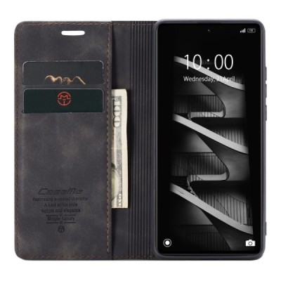 Xiaomi Redmi Note 12 Pro (Poco X5 Pro) CaseMe Retro открываемый чёрный кожаный чехол - книжка | Vacins.lv