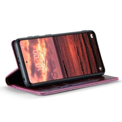 Xiaomi Redmi Note 12 Pro (Poco X5 Pro) „CaseMe“ Leather открываемый бордовый кожаный чехол - книжка | Vacins.lv