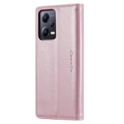Xiaomi Redmi Note 12 Pro (Poco X5 Pro) „CaseMe“ Leather открываемый розовый кожаный чехол - книжка | Vacins.lv