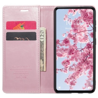 Xiaomi Redmi Note 12 Pro (Poco X5 Pro) „CaseMe“ Leather открываемый розовый кожаный чехол - книжка | Vacins.lv