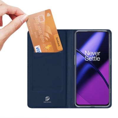 „Dux Ducis“ Skin серии OnePlus 11 тёмно-синий кожаный чехол-книжка | Vacins.lv