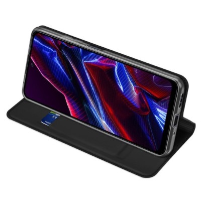 Xiaomi Redmi Note 12 (Poco X5 5G) „Dux Ducis“ Skin sērijas melns ādas atvērams maciņš | Vacins.lv