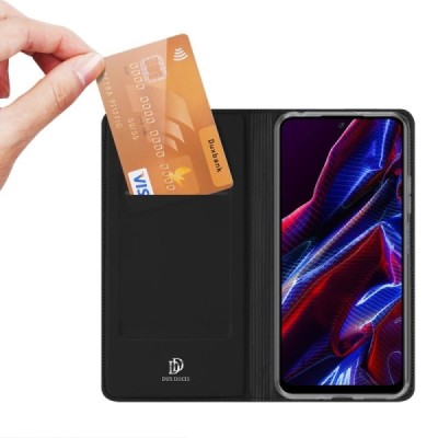 Xiaomi Redmi Note 12 (Poco X5 5G) „Dux Ducis“ Skin sērijas melns ādas atvērams maciņš | Vacins.lv