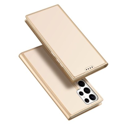 „Dux Ducis“ Skin серии Samsung Galaxy S23 Ultra (SM-S918) золотой кожаный чехол-книжка | Vacins.lv