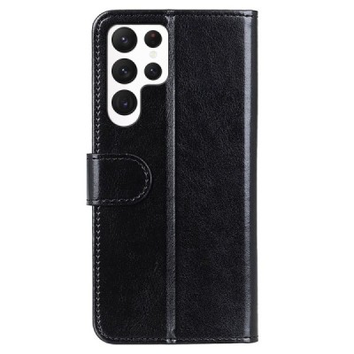 Samsung Galaxy S23 Ultra (SM-S918) открываемый чёрный кожаный чехол - книжка | Vacins.lv