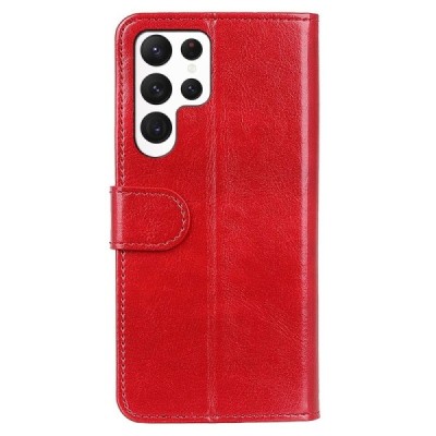 Samsung Galaxy S23 Ultra (SM-S918) открываемый красный кожаный чехол - книжка | Vacins.lv