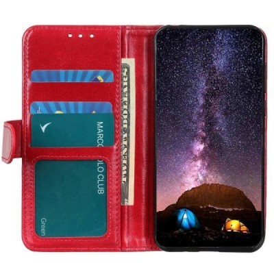 Samsung Galaxy S23 Ultra (SM-S918) открываемый красный кожаный чехол - книжка | Vacins.lv
