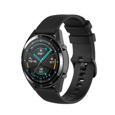 Viedā pulksteņa Huawei Watch GT Runner, GT 3, GT 3 SE cietā silikona (TPU) siksniņa - melns | Vacins.lv