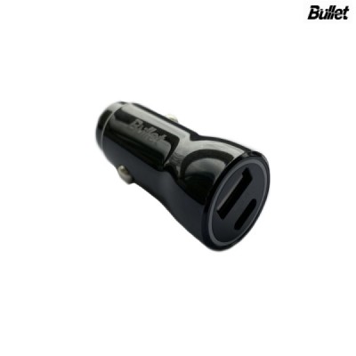 „Bullet“ autolādētājs ar USB un Type-C ligzdām (3.6A) | Vacins.lv