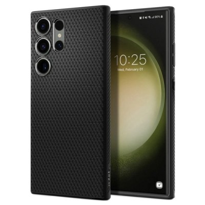 Samsung Galaxy S23 Ultra (SM-S918) „Spigen“ Liquid Air melns cieta silikona apvalks | vacins.lv