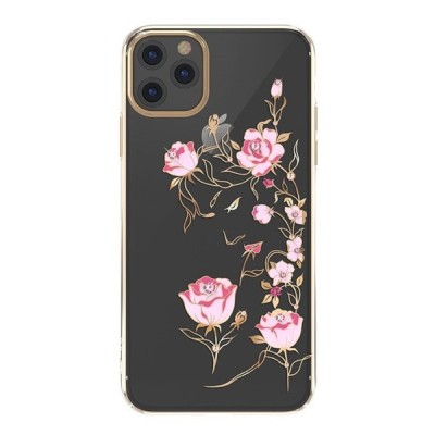Apple iPhone 11 Pro „Kavaro“ Crystal  Flowers Swarovski пластиковый прозрачный золотой чехол с кристаллами | Vacins.lv