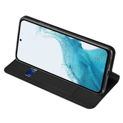 Samsung Galaxy A54 (SM-A546B) „Dux Ducis“ Skin sērijas melns ādas atvērams maciņš | Vacins.lv