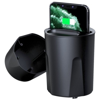 „Fast“ Wireless Charging 4 in 1 автомобильное зарядное устройство/держатель для телефона черного цвета (15W) | Vacins.lv